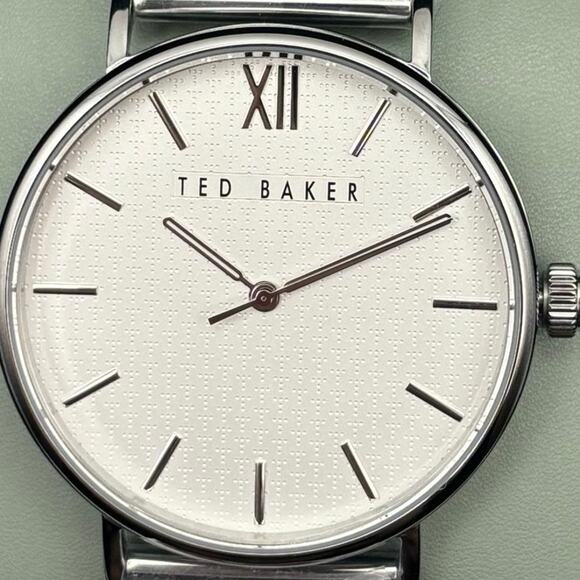 Ted Baker Phylipa BKPPGS217 Mens 43mm Silver Mesh White Dial Quartz. NIBWT - Picture 3 of 16